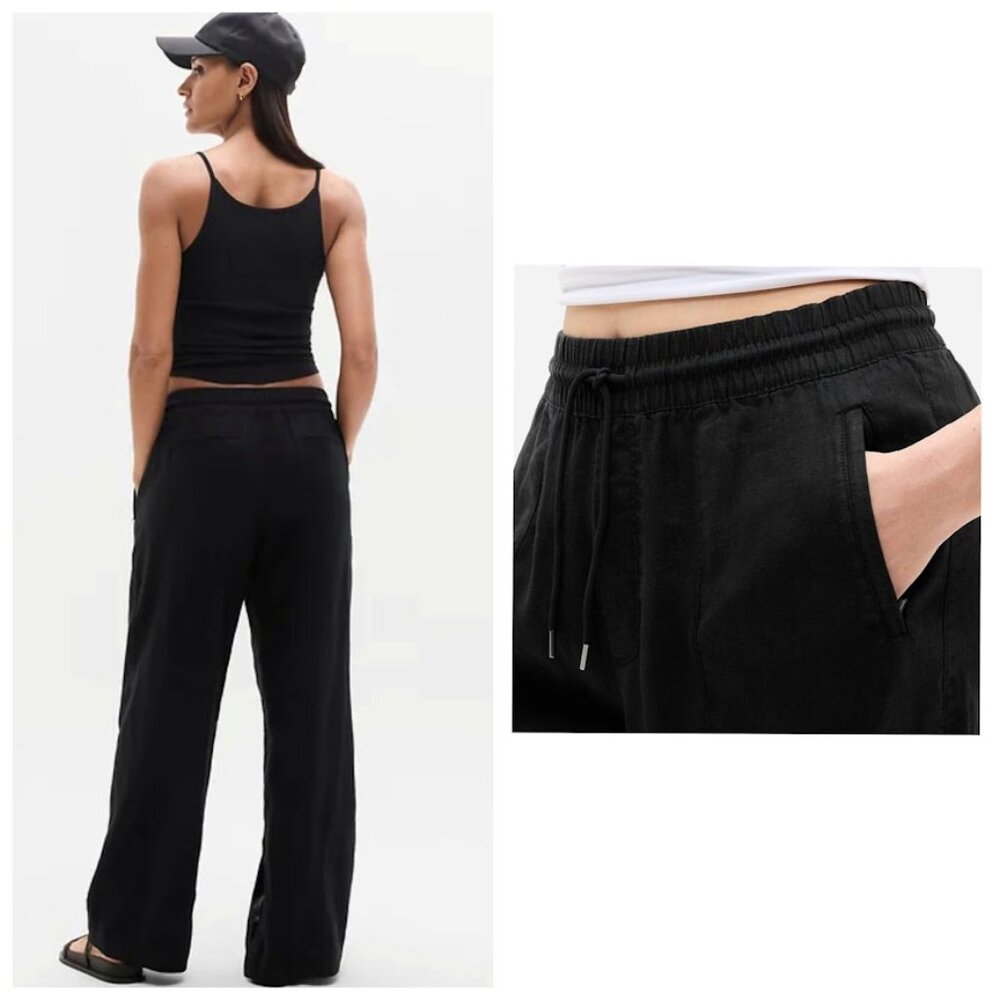 NWT Athleta Retreat Linen High Rise Wide Leg Pant Black 2X - Picture 2 of 12